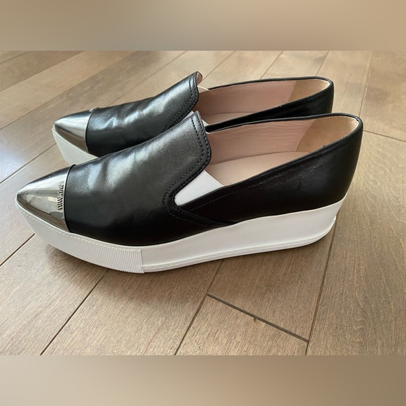 Mui Mui Black Toe Cap Platform Slip-On Sneakers - Picture 5 of 10